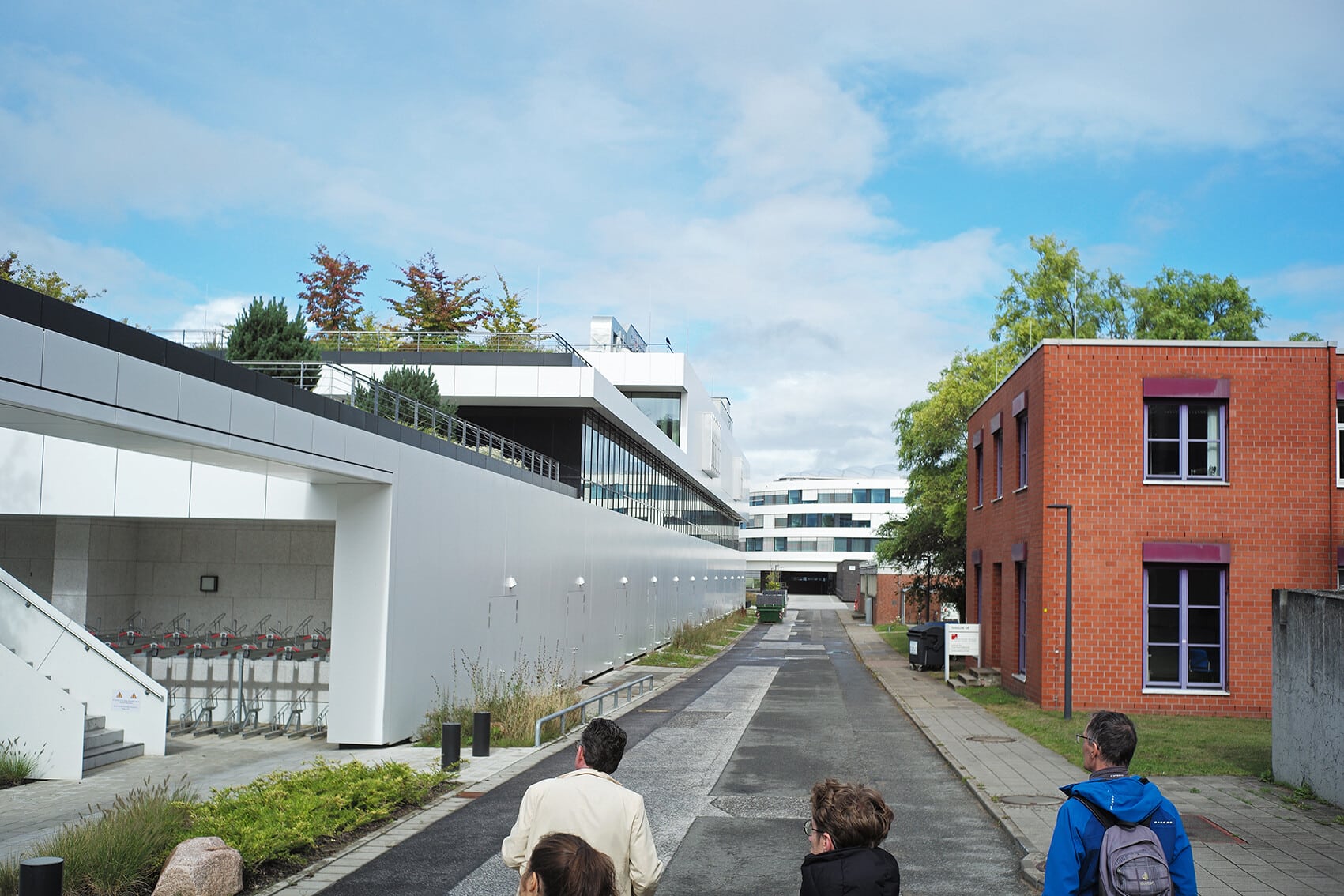 Personen gehen in Rahmen der Science City Tour gemeinsam eine Straße entlang